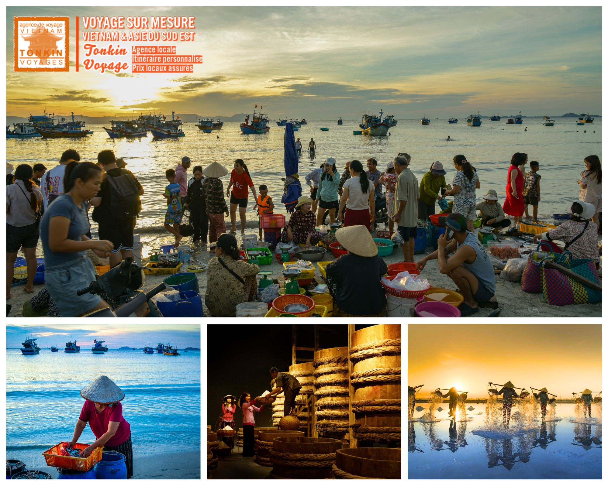 D&eacute;couvrez le Vietnam autrement, entre salines, villages de p&ecirc;cheurs, fabrication artisanale du nước mắm et exp&eacute;riences gastronomiques locales sur mesure.